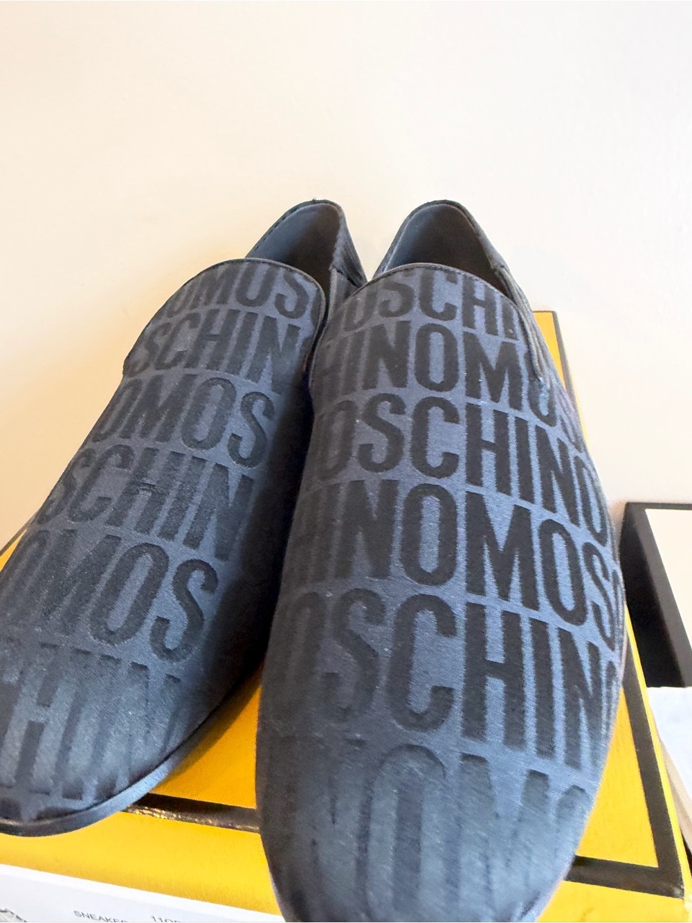 Moschino Black Logo Slip-On Loafers for Men